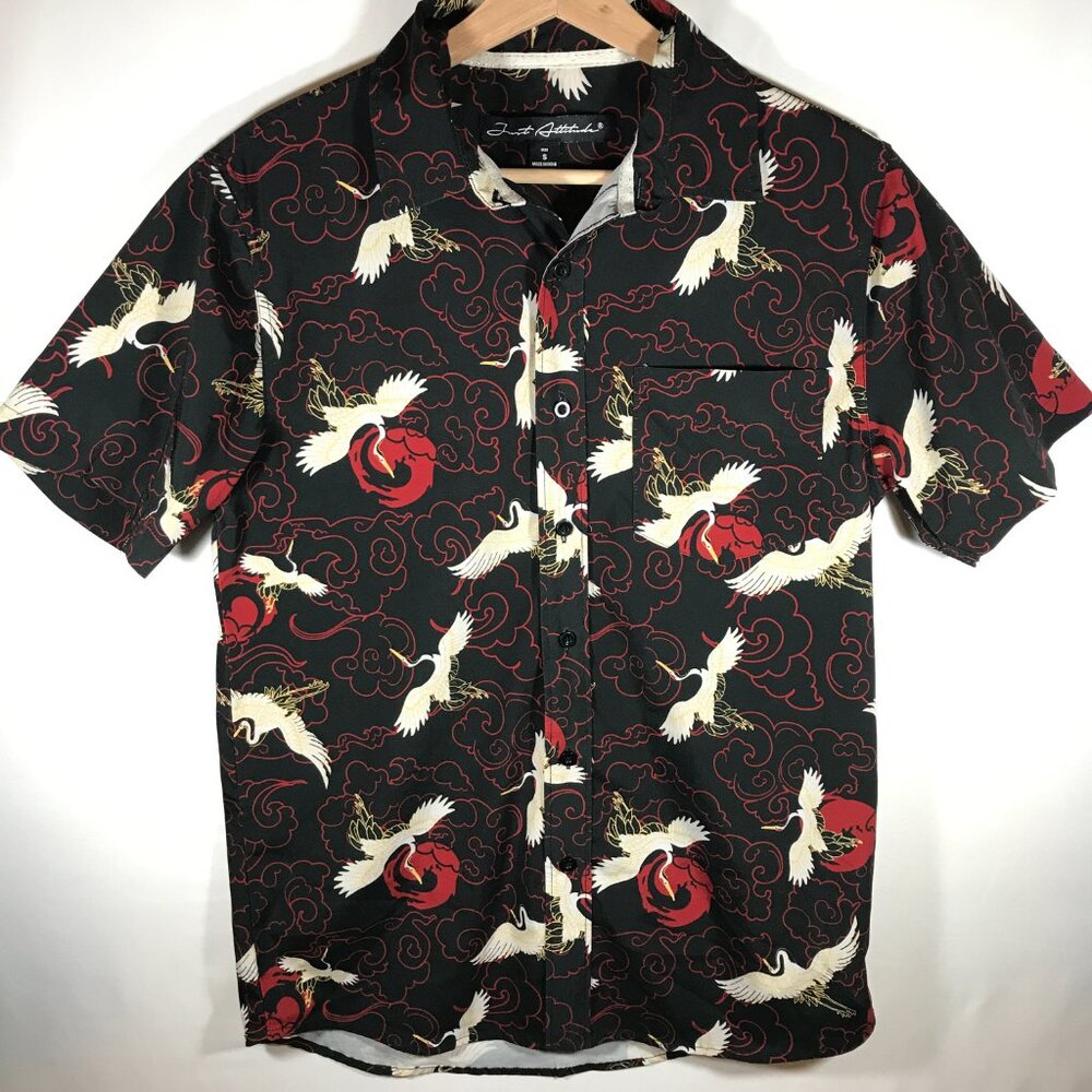 Just Attitude Adult Unisex Small All Over Print Short Sleeve Button Up Shirt